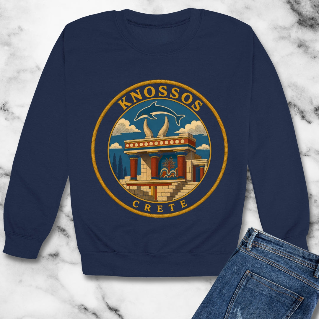 Knossos Crete Palace Patch Unisex Heavy Crewneck Sweatshirt