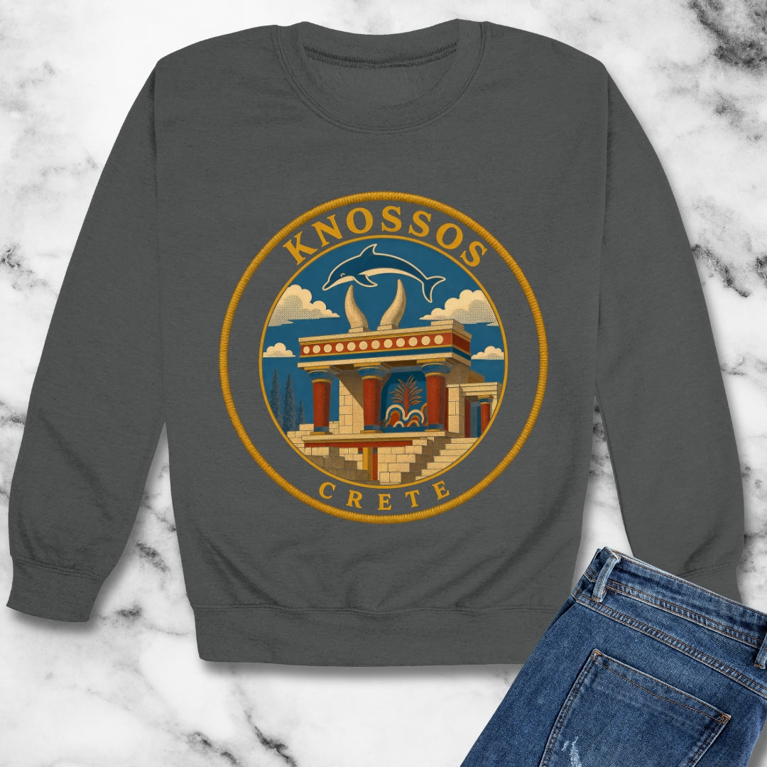 Knossos Crete Palace Patch Unisex Heavy Crewneck Sweatshirt