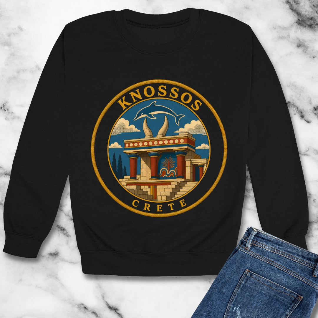 Knossos Crete Palace Patch Unisex Heavy Crewneck Sweatshirt