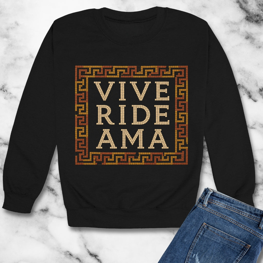 Vive Ride Ama Live Laugh Love Mosaic Unisex Heavy Crewneck Sweatshirt
