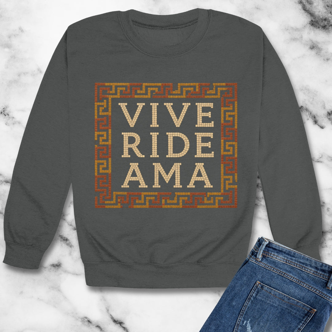Vive Ride Ama Live Laugh Love Mosaic Unisex Heavy Crewneck Sweatshirt