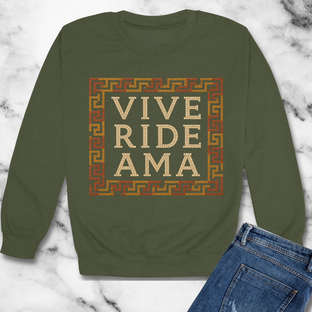 Vive Ride Ama Live Laugh Love Mosaic Unisex Heavy Crewneck Sweatshirt