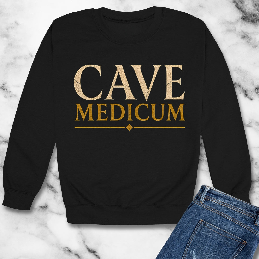 Carved Style Cave Medicum Beware the Doctor Unisex Heavy Crewneck Sweatshirt