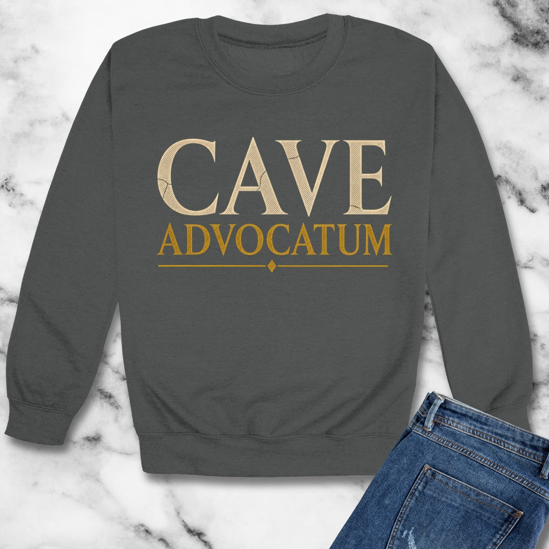 Carved Style Cave Advocatum Beware the Lawyer Unisex Heavy Crewneck Sweatshirt