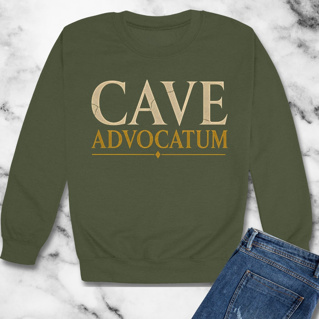 Carved Style Cave Advocatum Beware the Lawyer Unisex Heavy Crewneck Sweatshirt