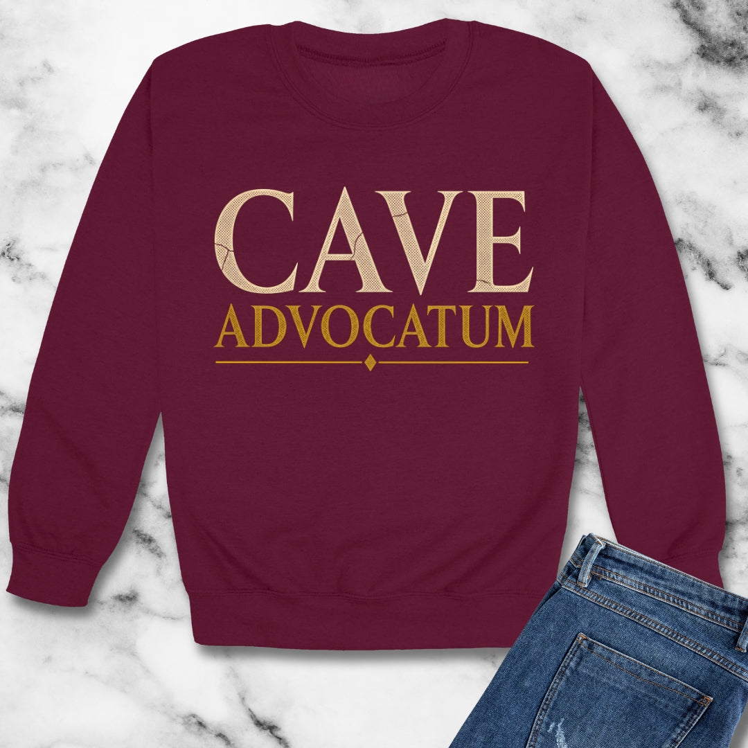 Carved Style Cave Advocatum Beware the Lawyer Unisex Heavy Crewneck Sweatshirt