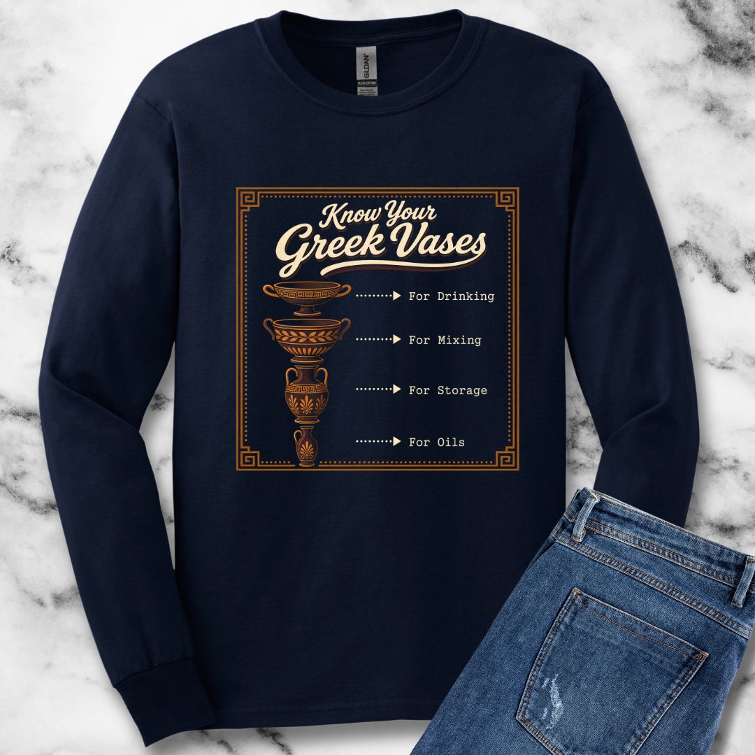 Know Your Greek Vases Coffee Menu Unisex Long Sleeve Tee
