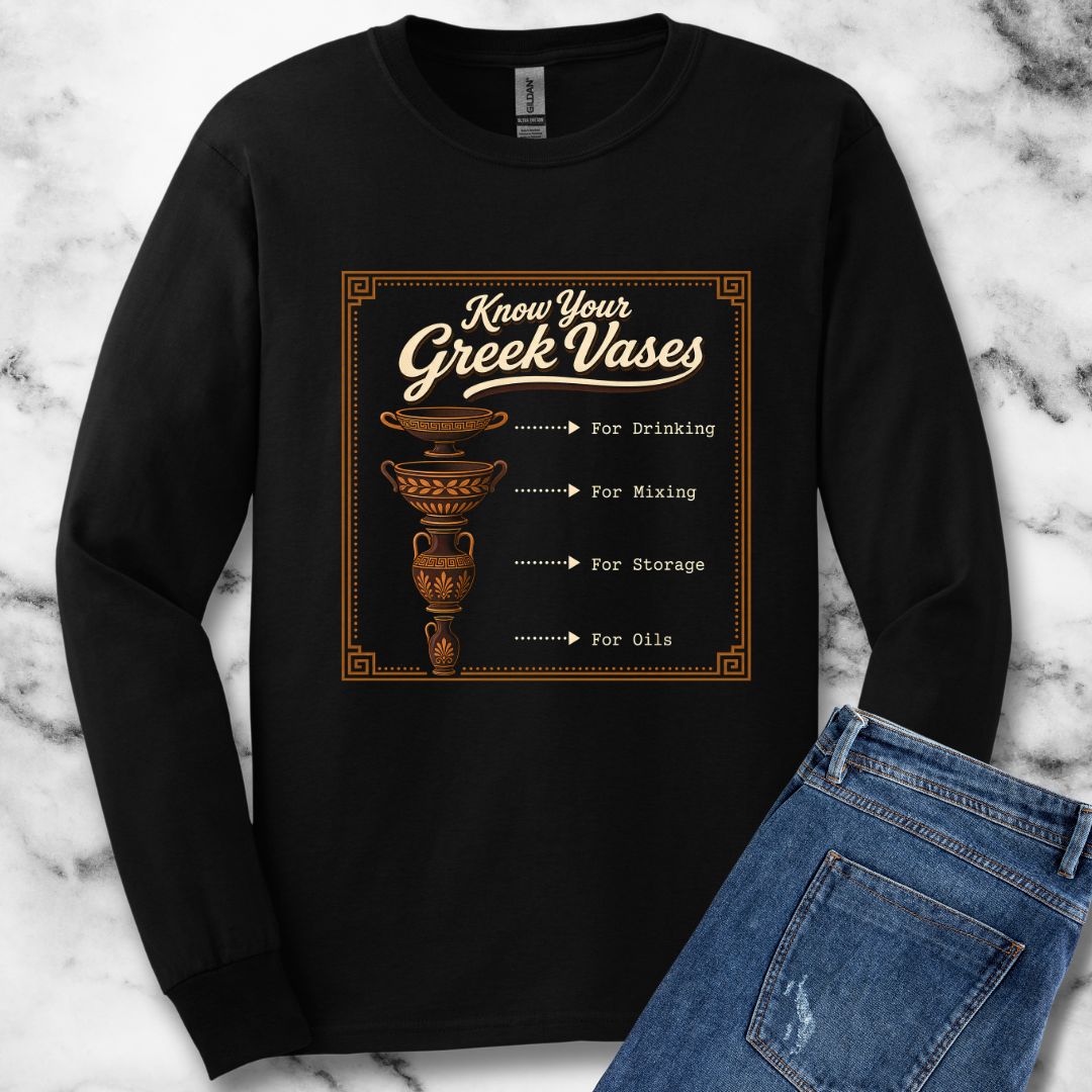 Know Your Greek Vases Coffee Menu Unisex Long Sleeve Tee