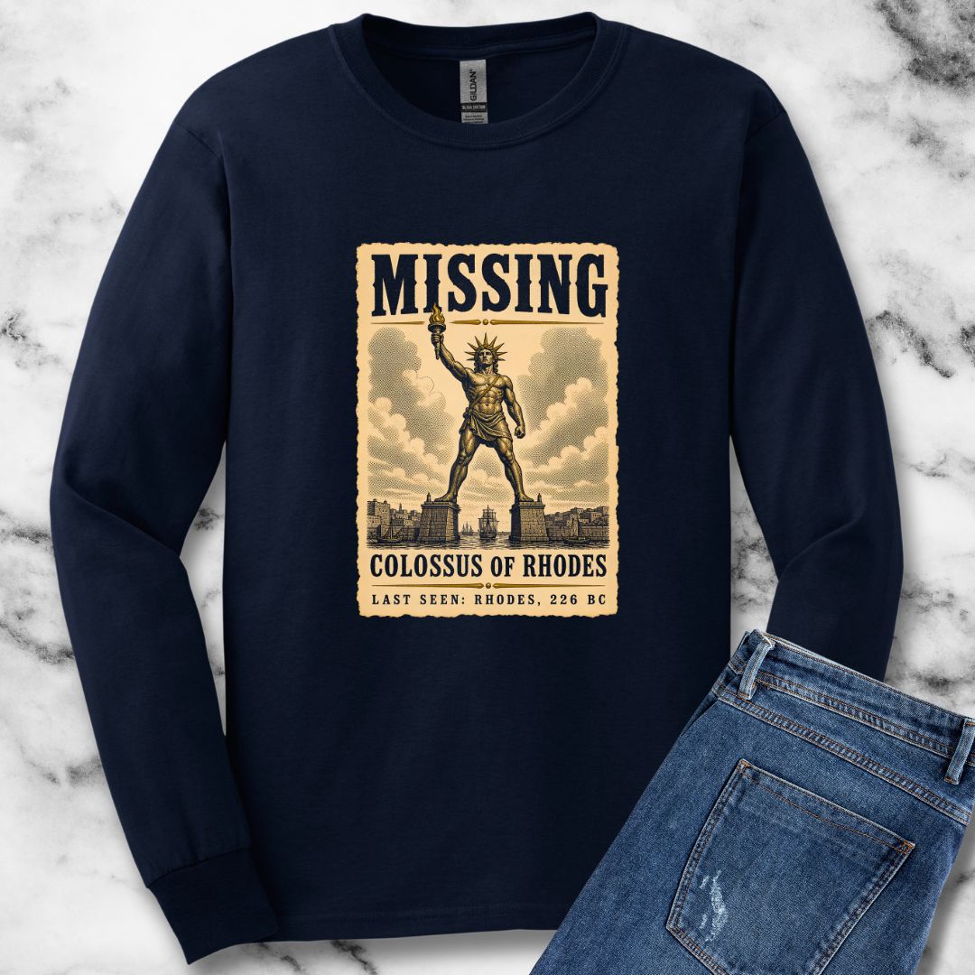 Missing Colossus of Rhodes Poster Unisex Long Sleeve Tee