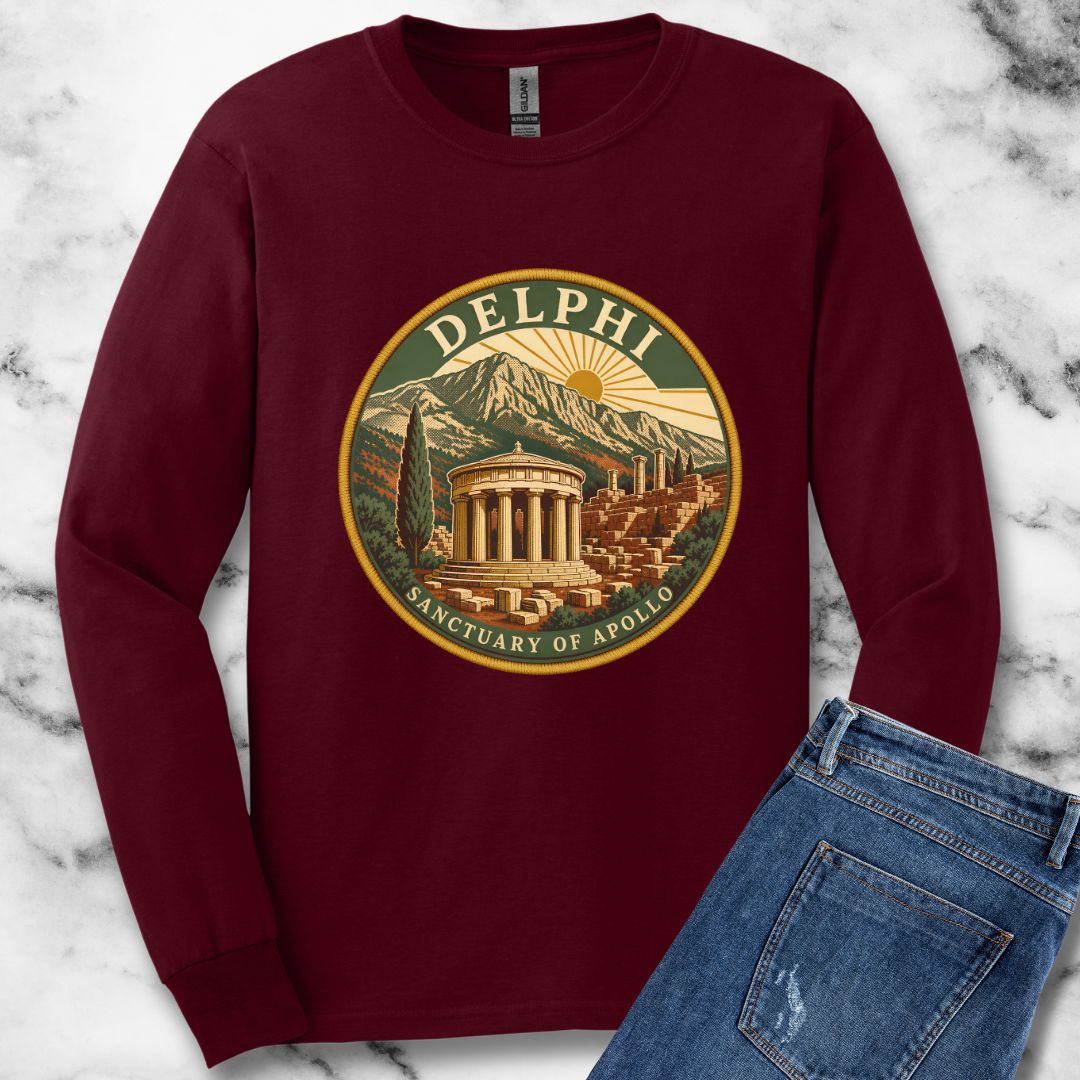 Delphi Sanctuary of Apollo Patch Unisex Long Sleeve Tee