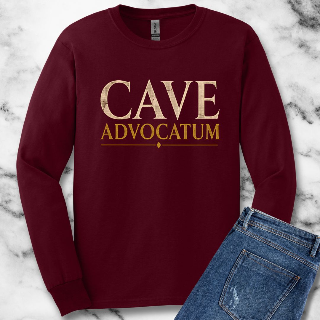 Carved Style Cave Advocatum Beware the Lawyer Unisex Long Sleeve Tee