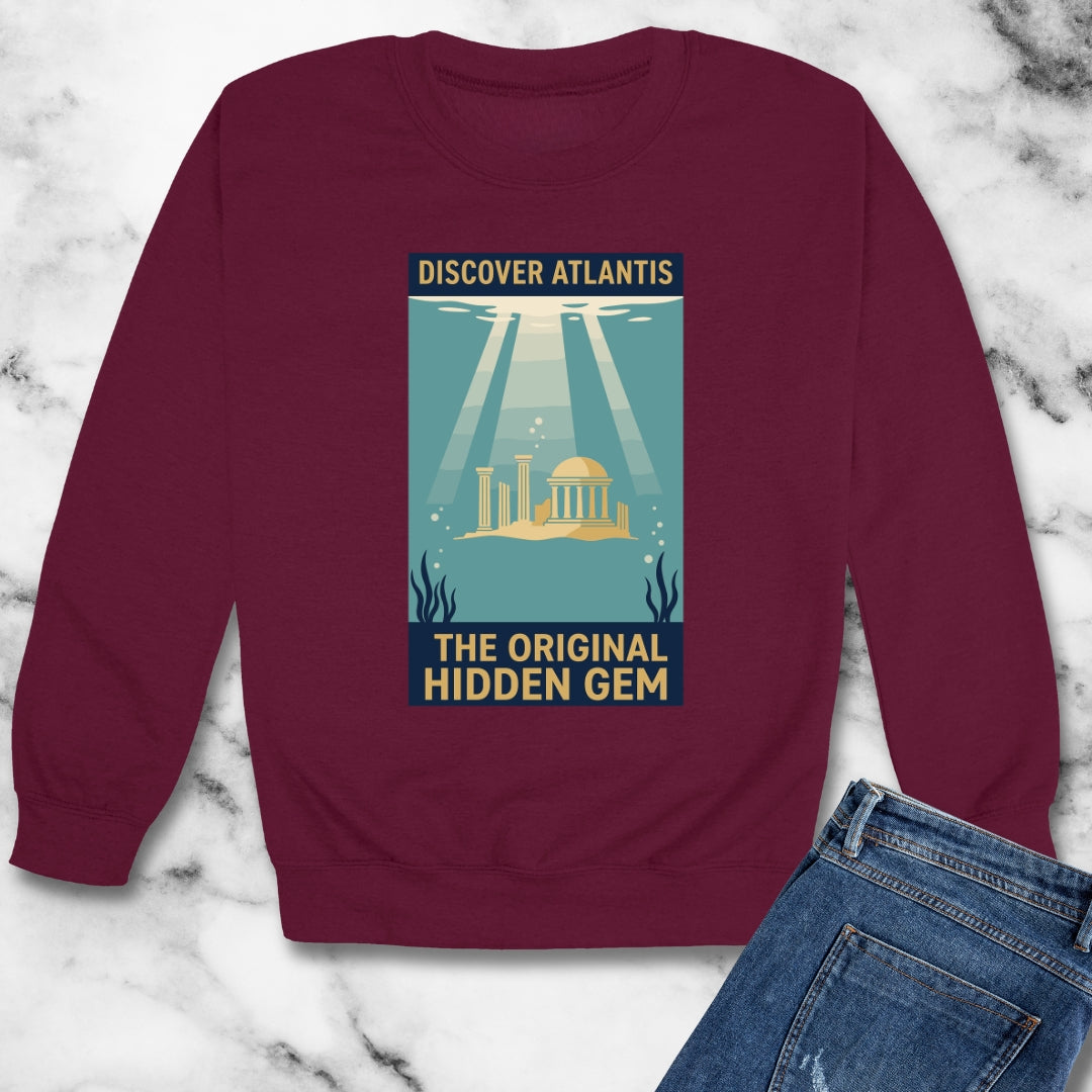 Visit Atlantis Retro Tourism Unisex Heavy Crewneck Sweatshirt