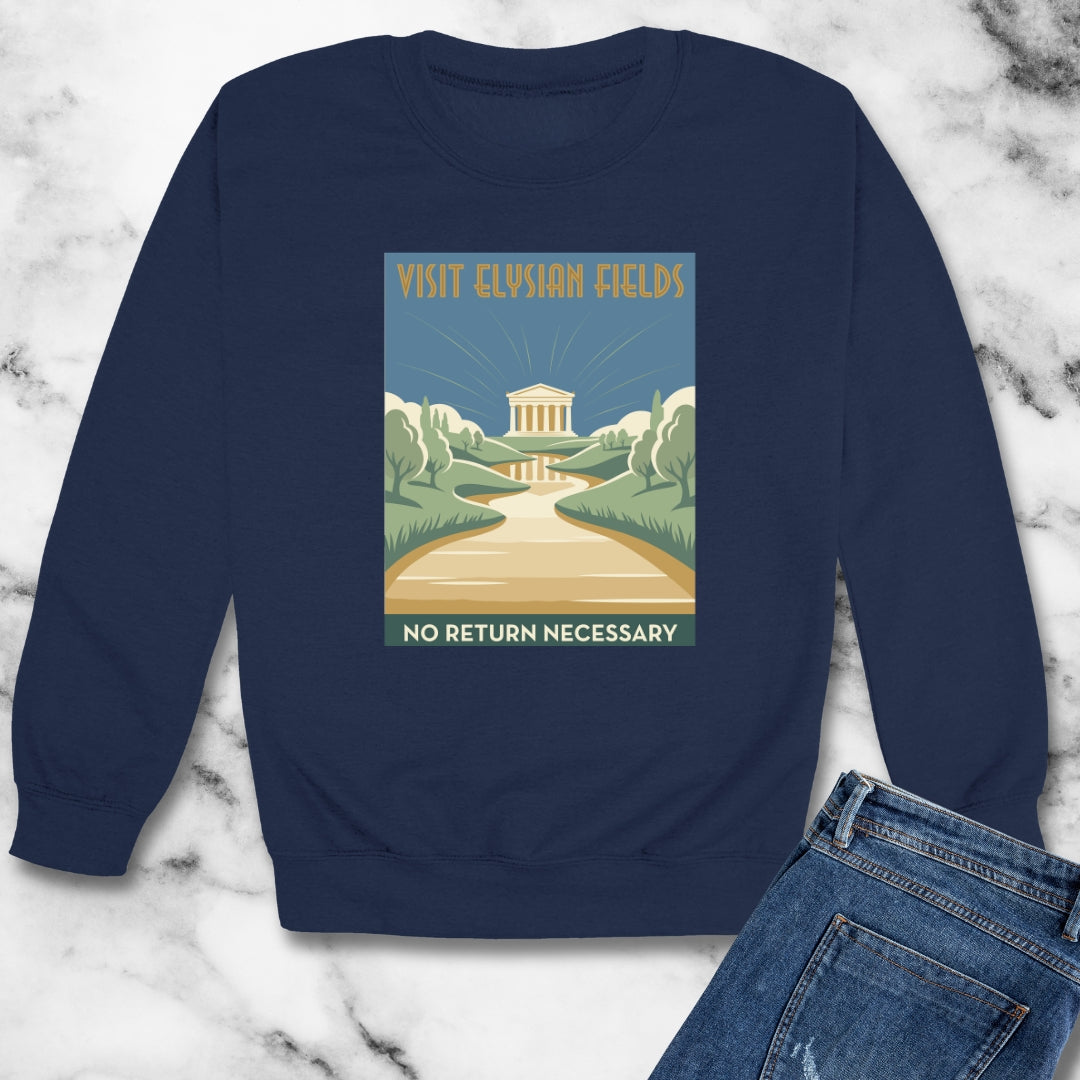 Visit Elysian Fields Retro Tourism Unisex Heavy Crewneck Sweatshirt
