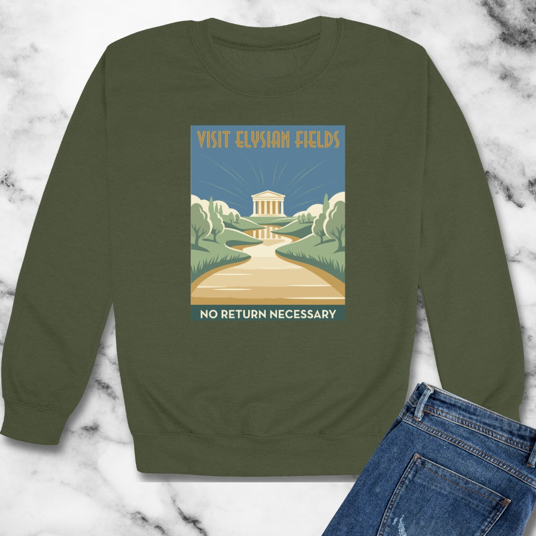 Visit Elysian Fields Retro Tourism Unisex Heavy Crewneck Sweatshirt