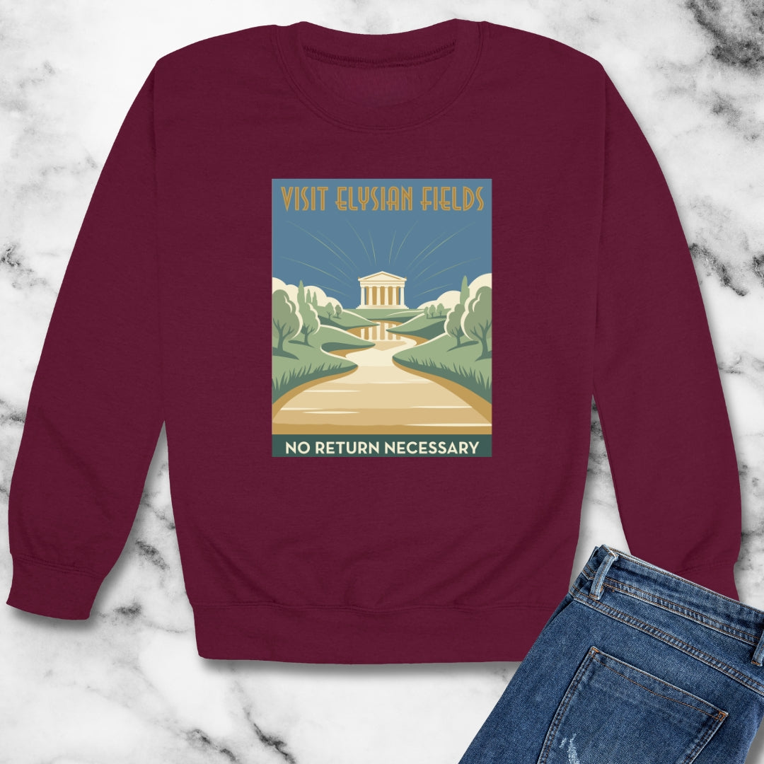 Visit Elysian Fields Retro Tourism Unisex Heavy Crewneck Sweatshirt