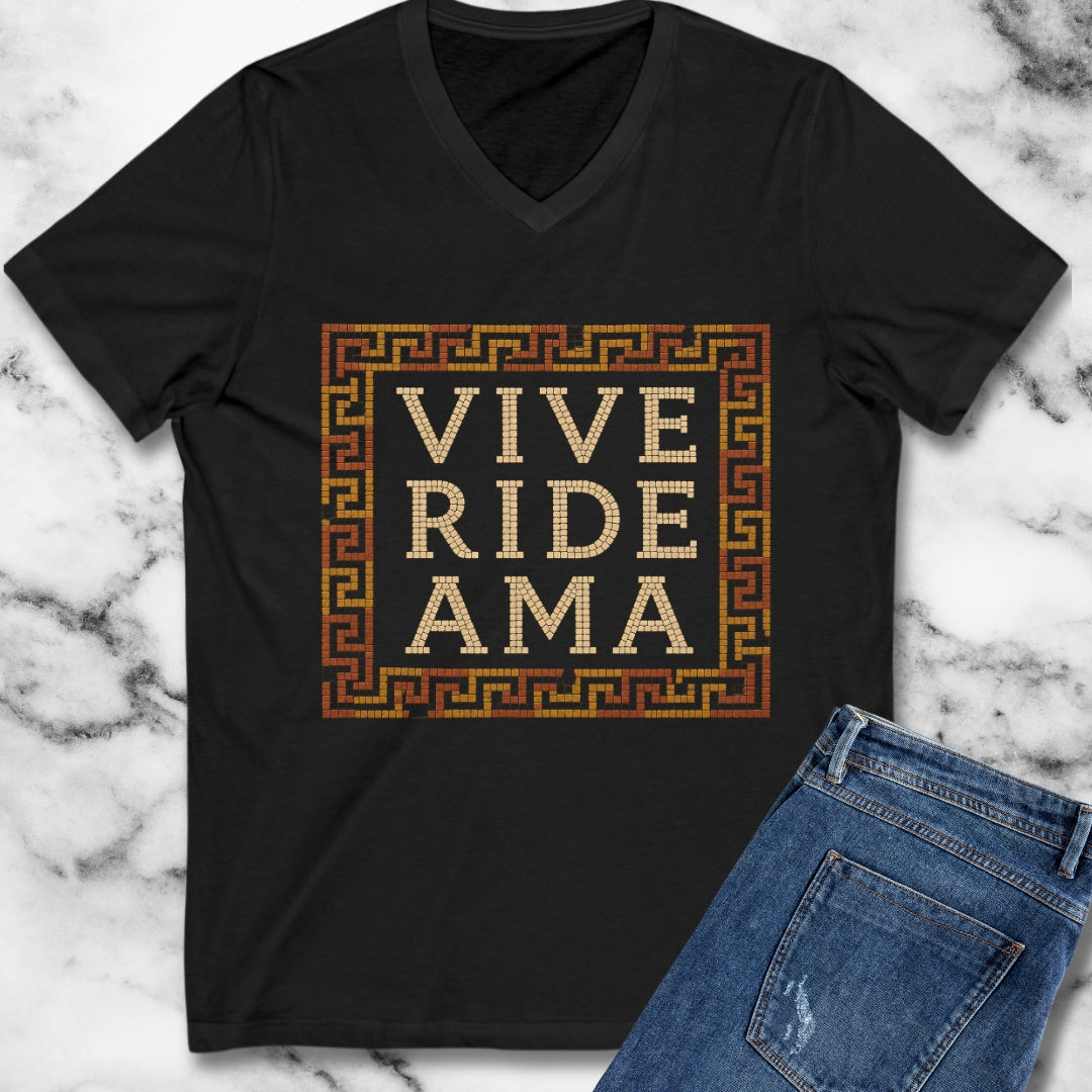 Vive Ride Ama Live Laugh Love Mosaic V-Neck