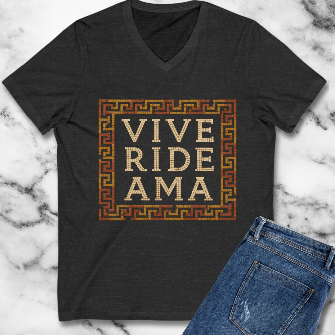 Vive Ride Ama Live Laugh Love Mosaic V-Neck