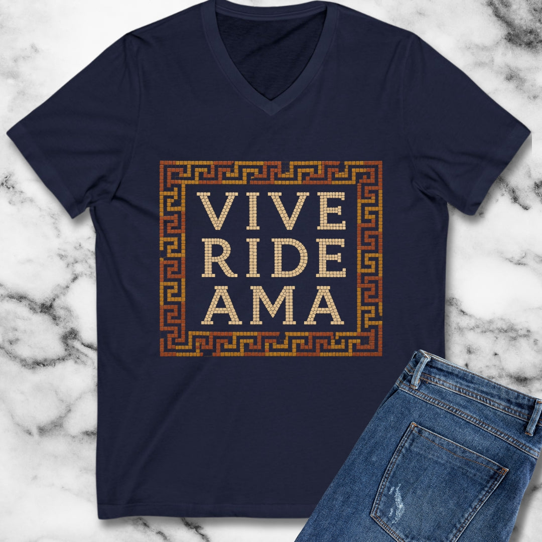 Vive Ride Ama Live Laugh Love Mosaic V-Neck