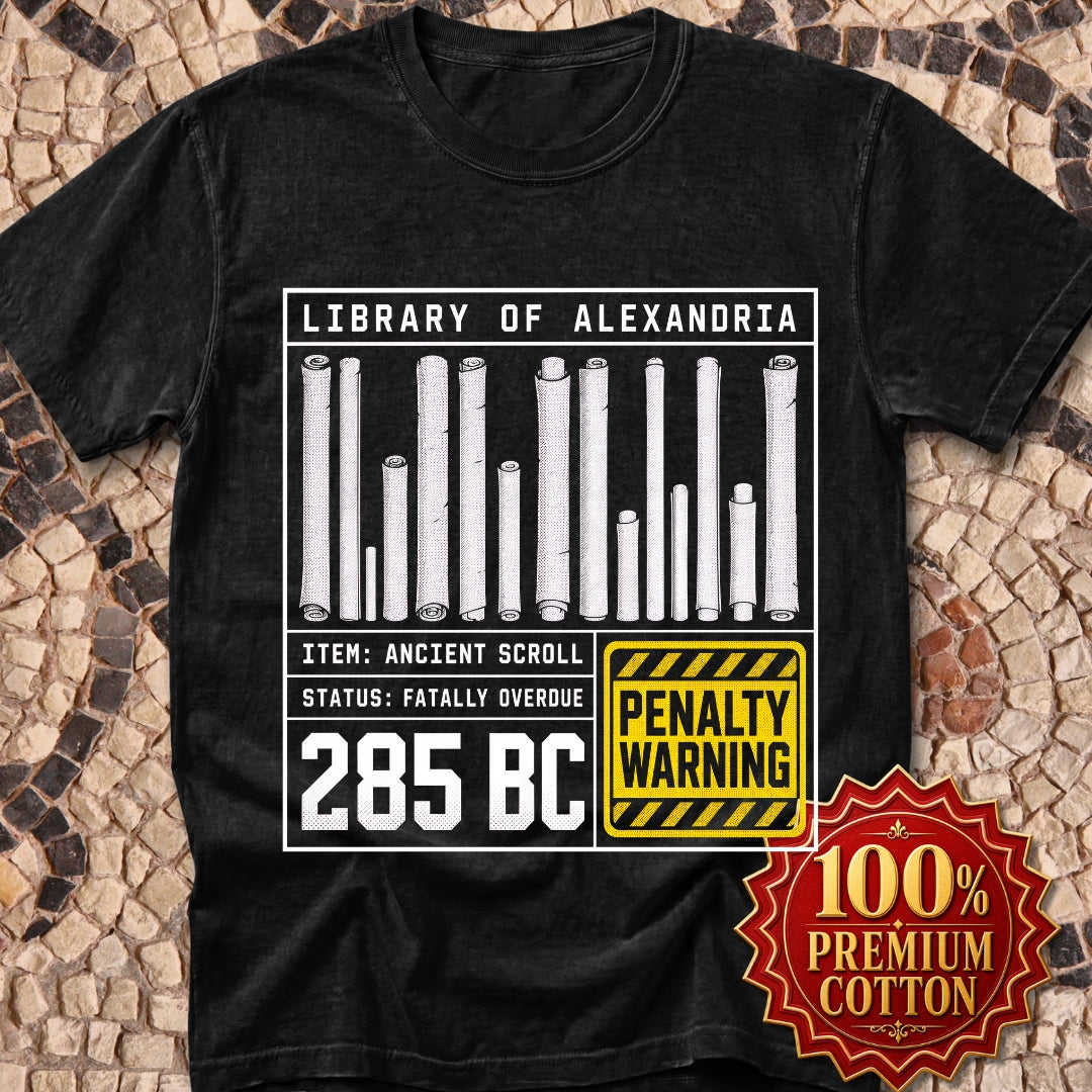 Library of Alexandria Fatally Overdue Scroll Premium Tee