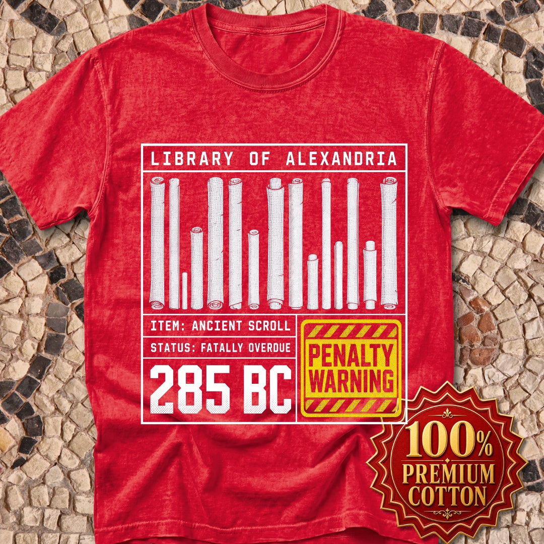 Library of Alexandria Fatally Overdue Scroll Premium Tee