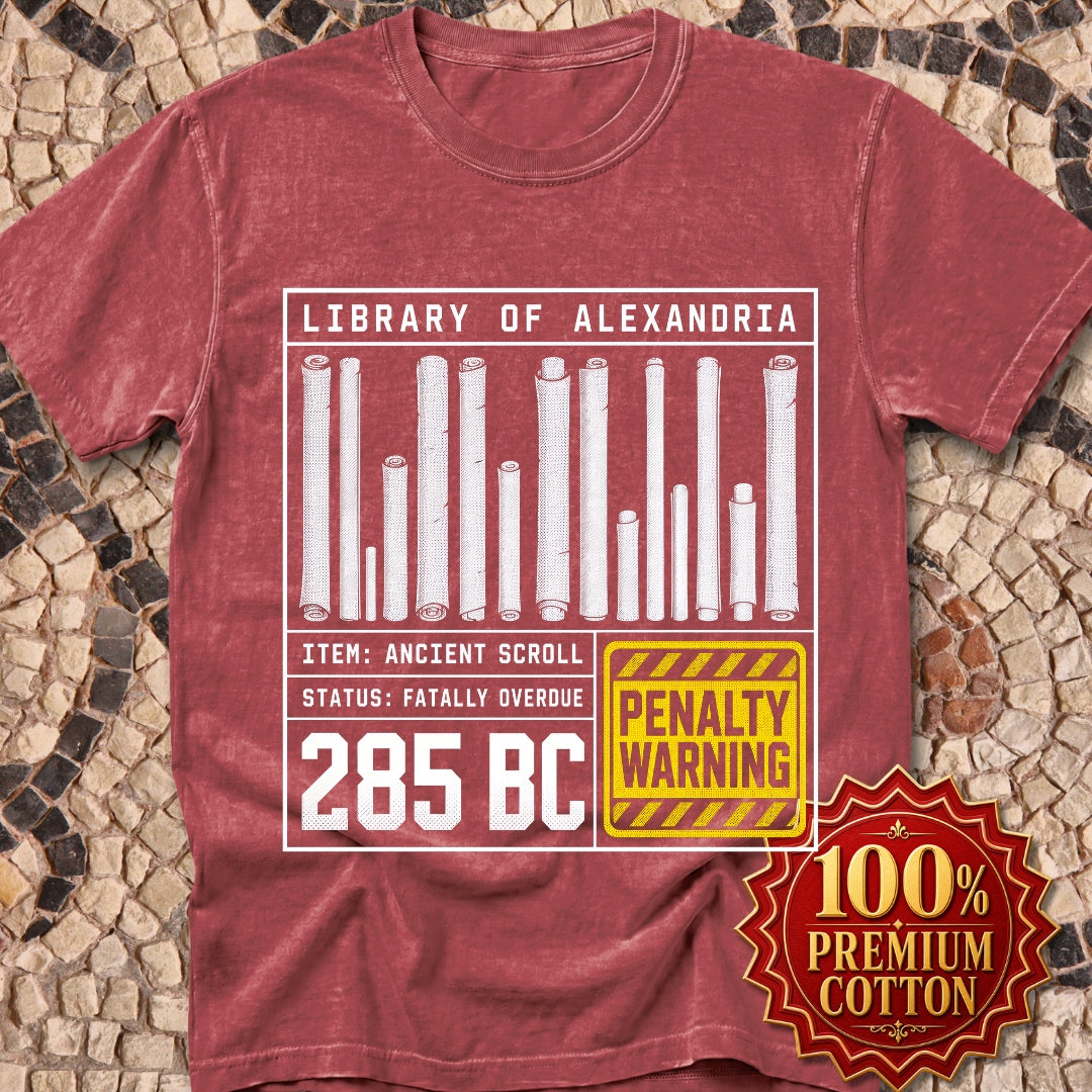 Library of Alexandria Fatally Overdue Scroll Premium Tee