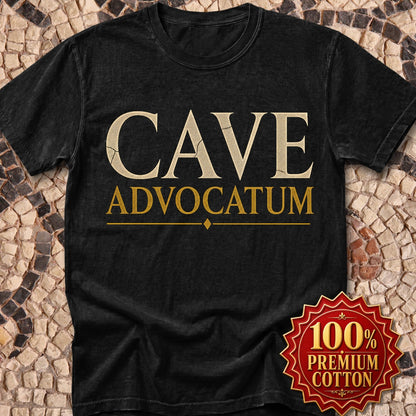 Carved Style Cave Advocatum Beware the Lawyer Premium Tee
