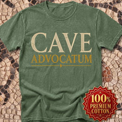 Carved Style Cave Advocatum Beware the Lawyer Premium Tee