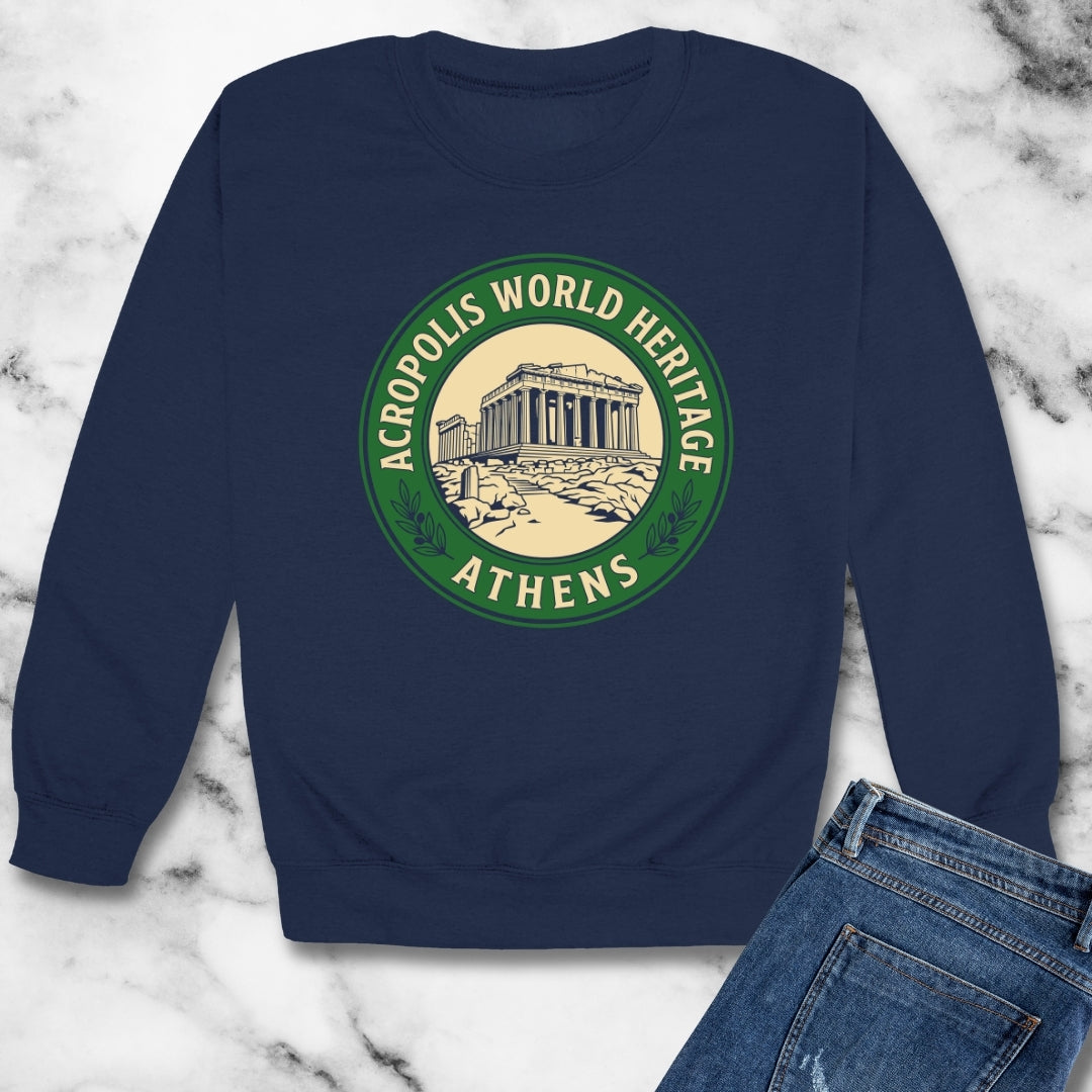 Acropolis Badge Unisex Heavy Crewneck Sweatshirt