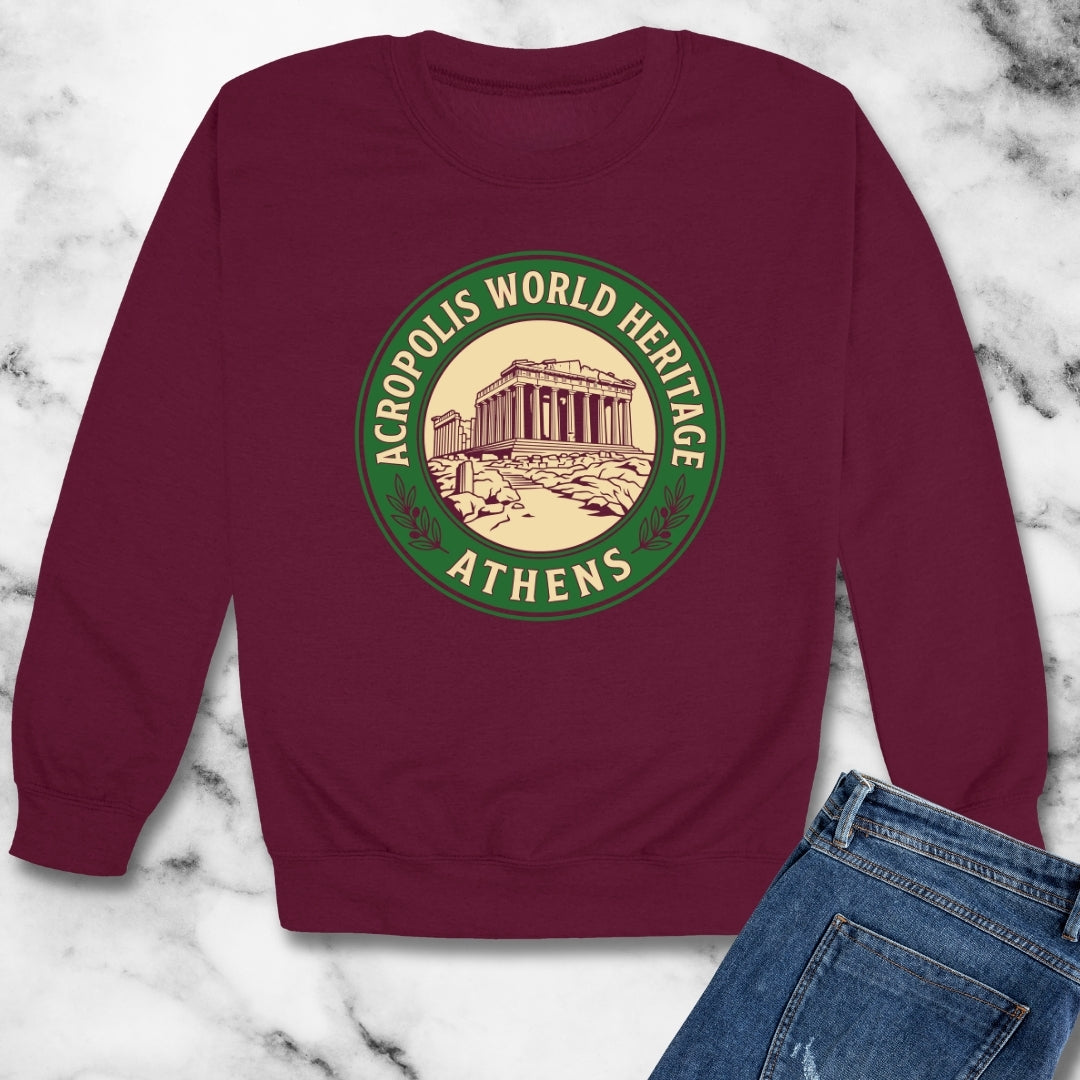 Acropolis Badge Unisex Heavy Crewneck Sweatshirt