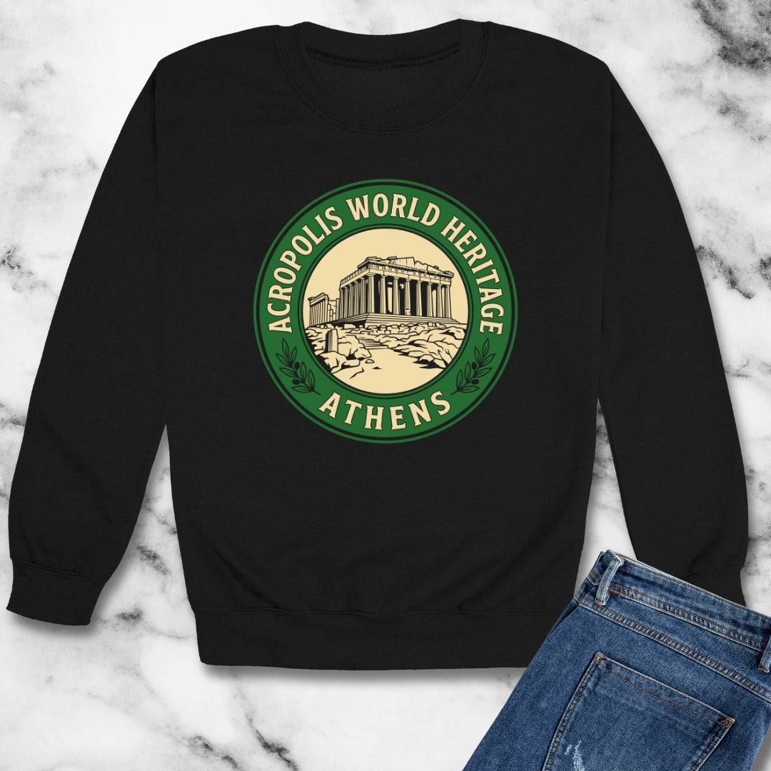 Acropolis Badge Unisex Heavy Crewneck Sweatshirt