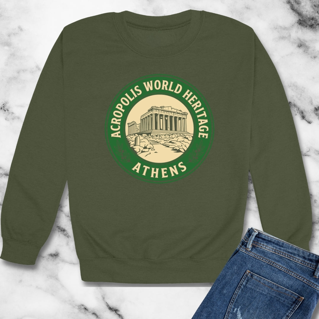 Acropolis Badge Unisex Heavy Crewneck Sweatshirt