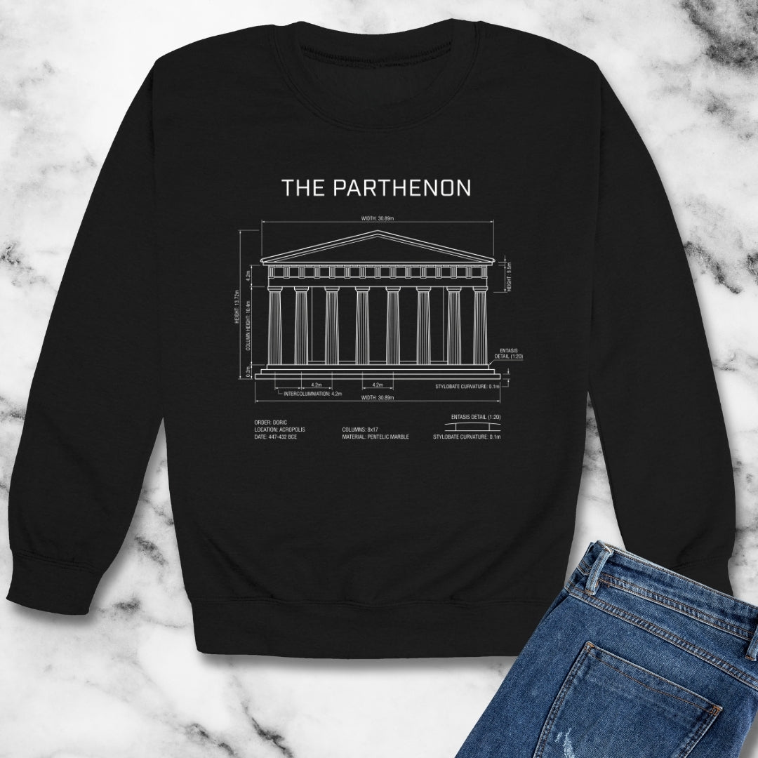 Parthenon Schematic Unisex Heavy Crewneck Sweatshirt