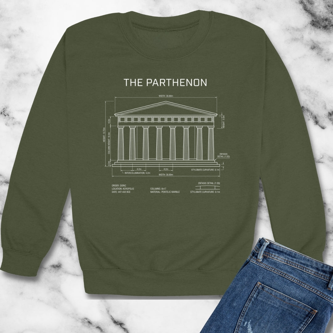 Parthenon Schematic Unisex Heavy Crewneck Sweatshirt