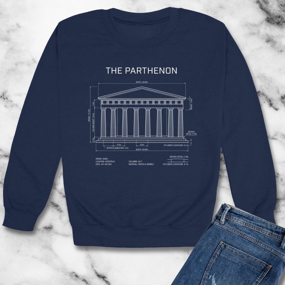 Parthenon Schematic Unisex Heavy Crewneck Sweatshirt