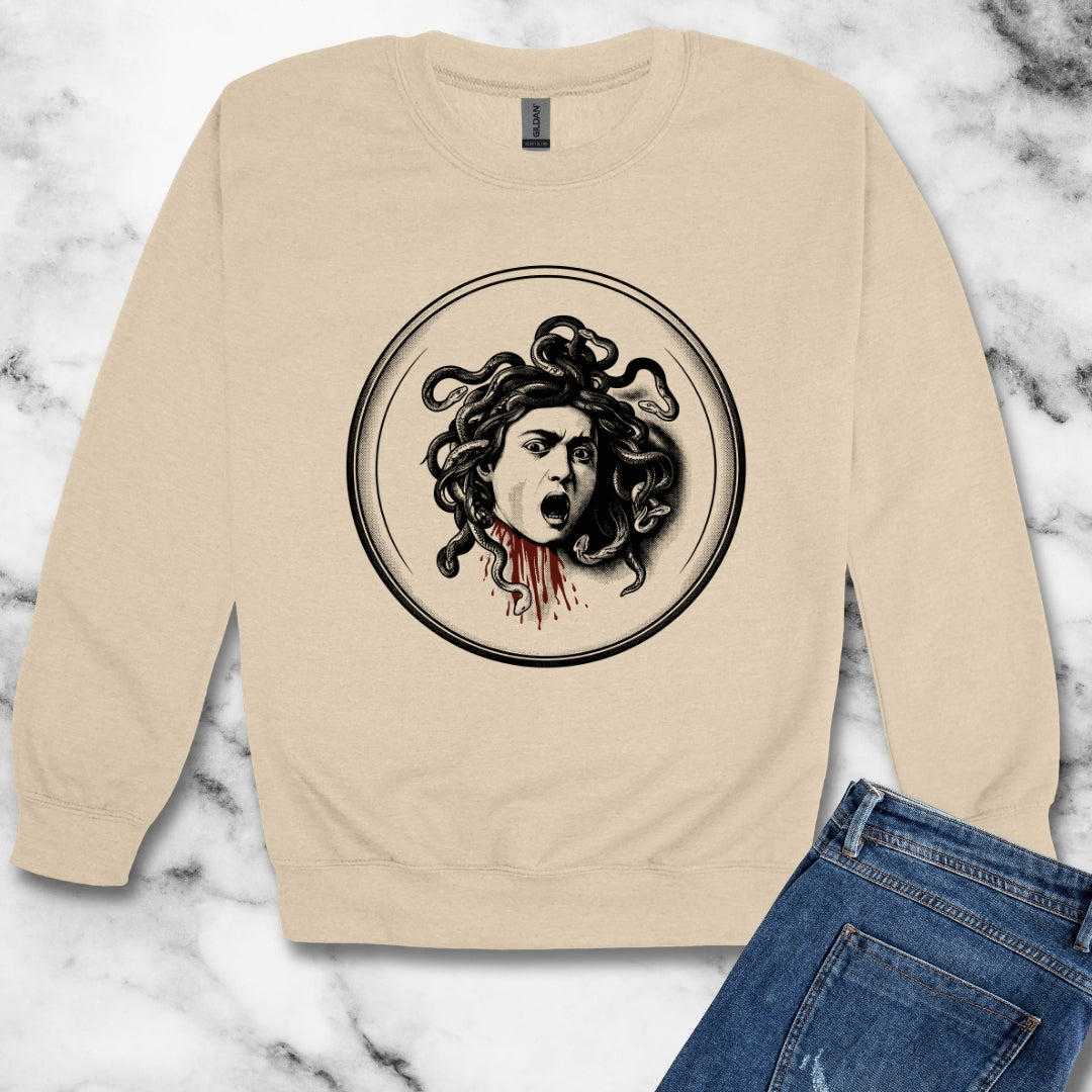 Caravaggio's Medusa B&W Unisex Heavy Crewneck Sweatshirt