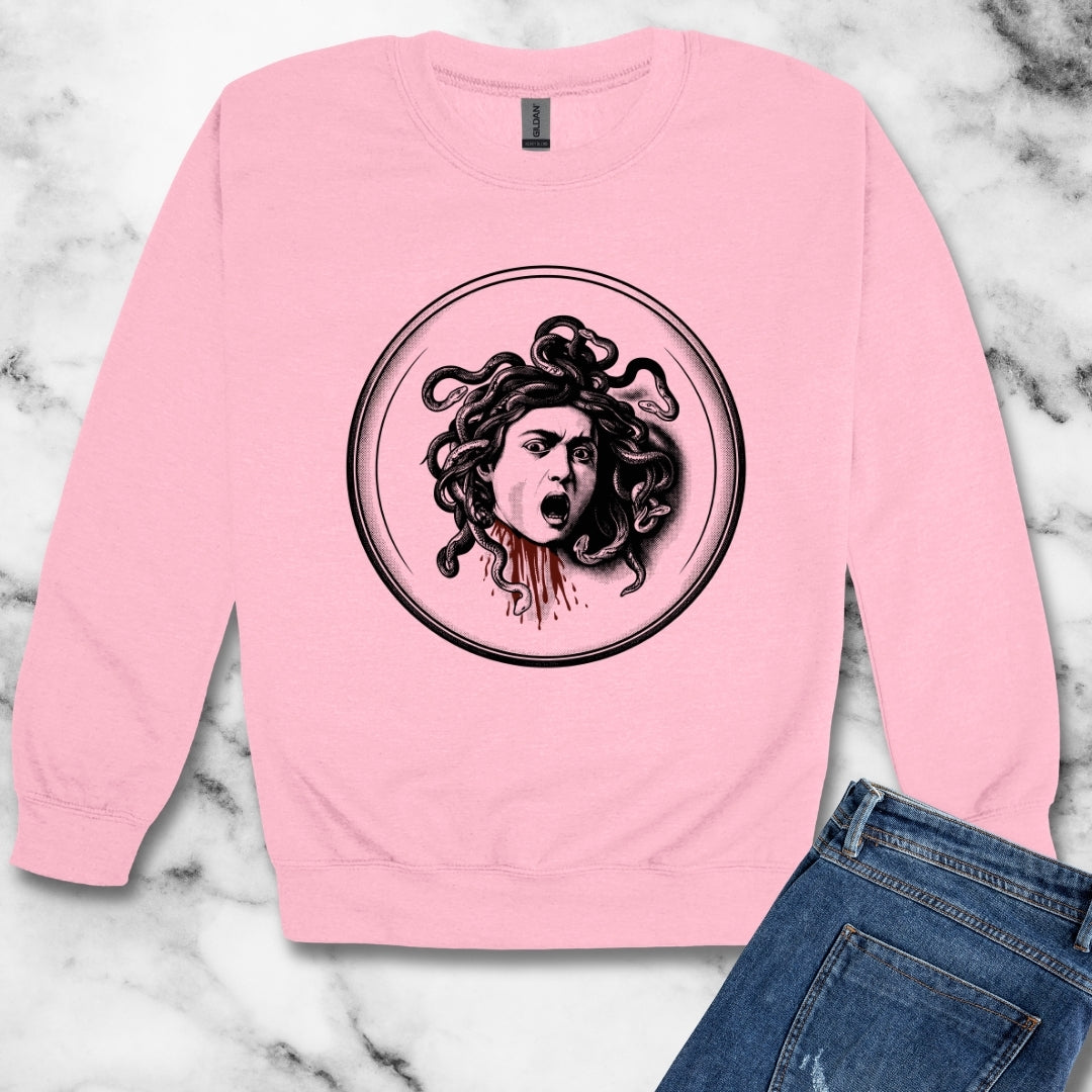 Caravaggio's Medusa B&W Unisex Heavy Crewneck Sweatshirt