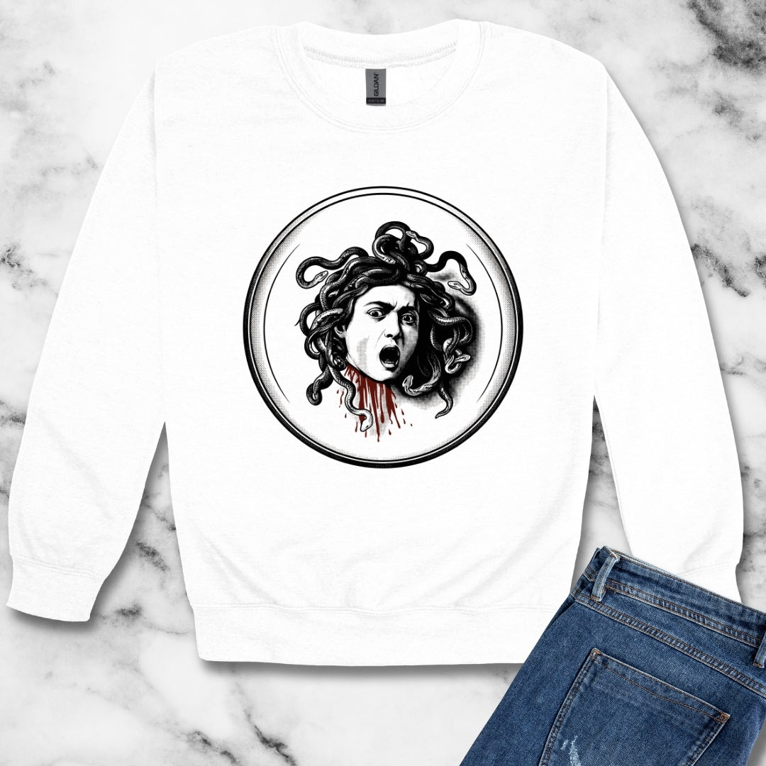 Caravaggio's Medusa B&W Unisex Heavy Crewneck Sweatshirt