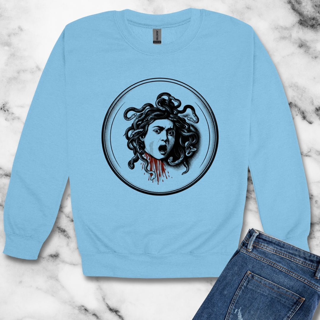 Caravaggio's Medusa B&W Unisex Heavy Crewneck Sweatshirt