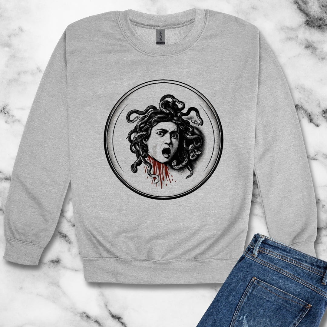 Caravaggio's Medusa B&W Unisex Heavy Crewneck Sweatshirt