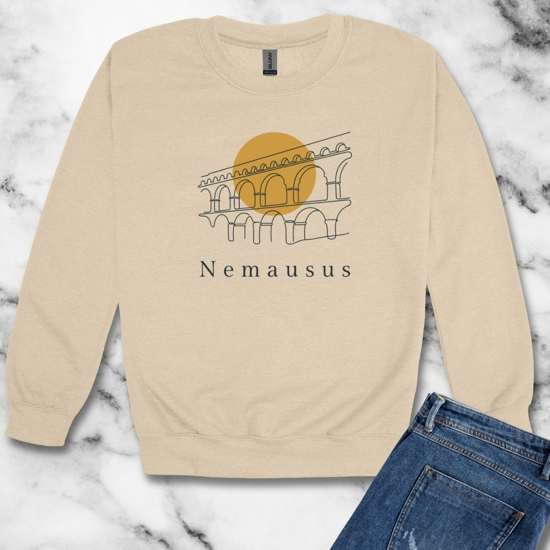 Pont Du Gard Nemausus Nimes in Latin Unisex Heavy Crewneck Sweatshirt