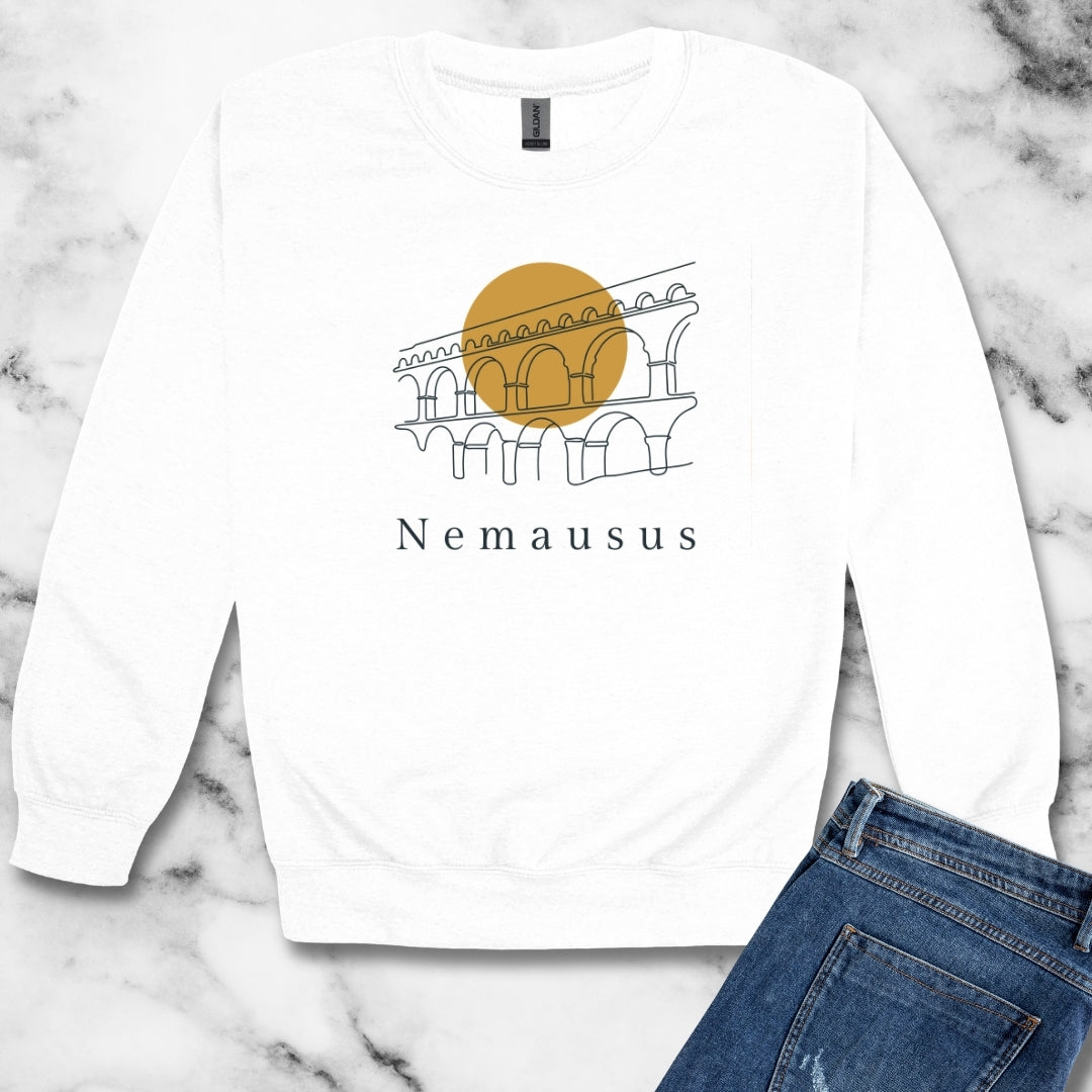 Pont Du Gard Nemausus Nimes in Latin Unisex Heavy Crewneck Sweatshirt