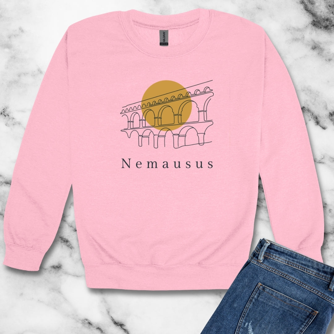Pont Du Gard Nemausus Nimes in Latin Unisex Heavy Crewneck Sweatshirt