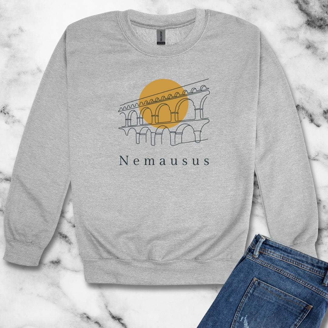 Pont Du Gard Nemausus Nimes in Latin Unisex Heavy Crewneck Sweatshirt