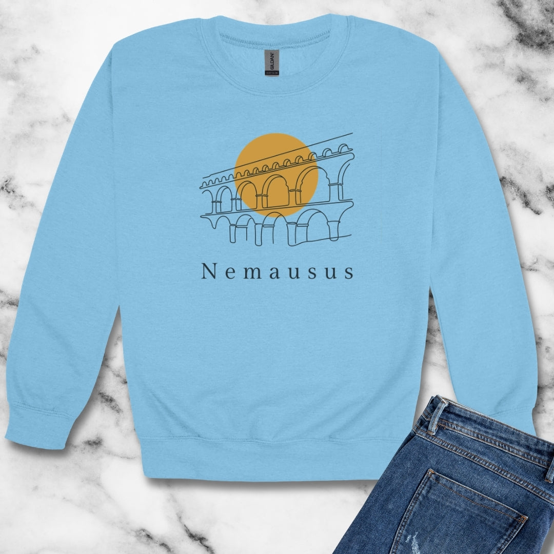Pont Du Gard Nemausus Nimes in Latin Unisex Heavy Crewneck Sweatshirt