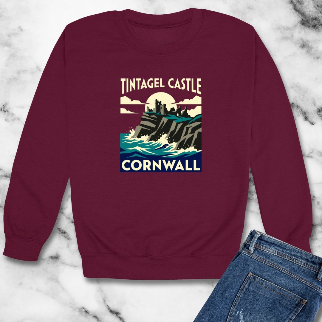 Tintagel Castle Art Nouveau Travel Ad Unisex Heavy Crewneck Sweatshirt