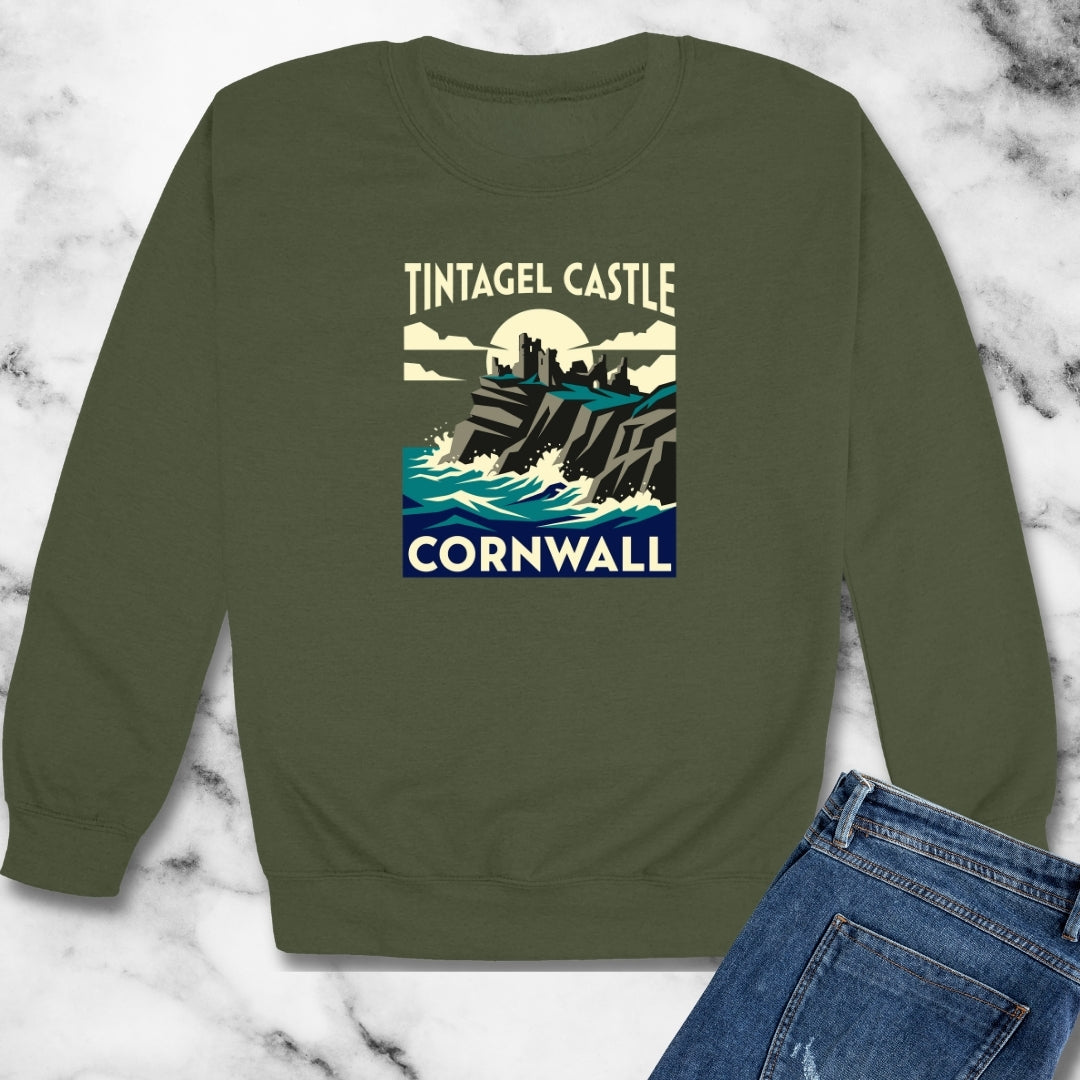 Tintagel Castle Art Nouveau Travel Ad Unisex Heavy Crewneck Sweatshirt
