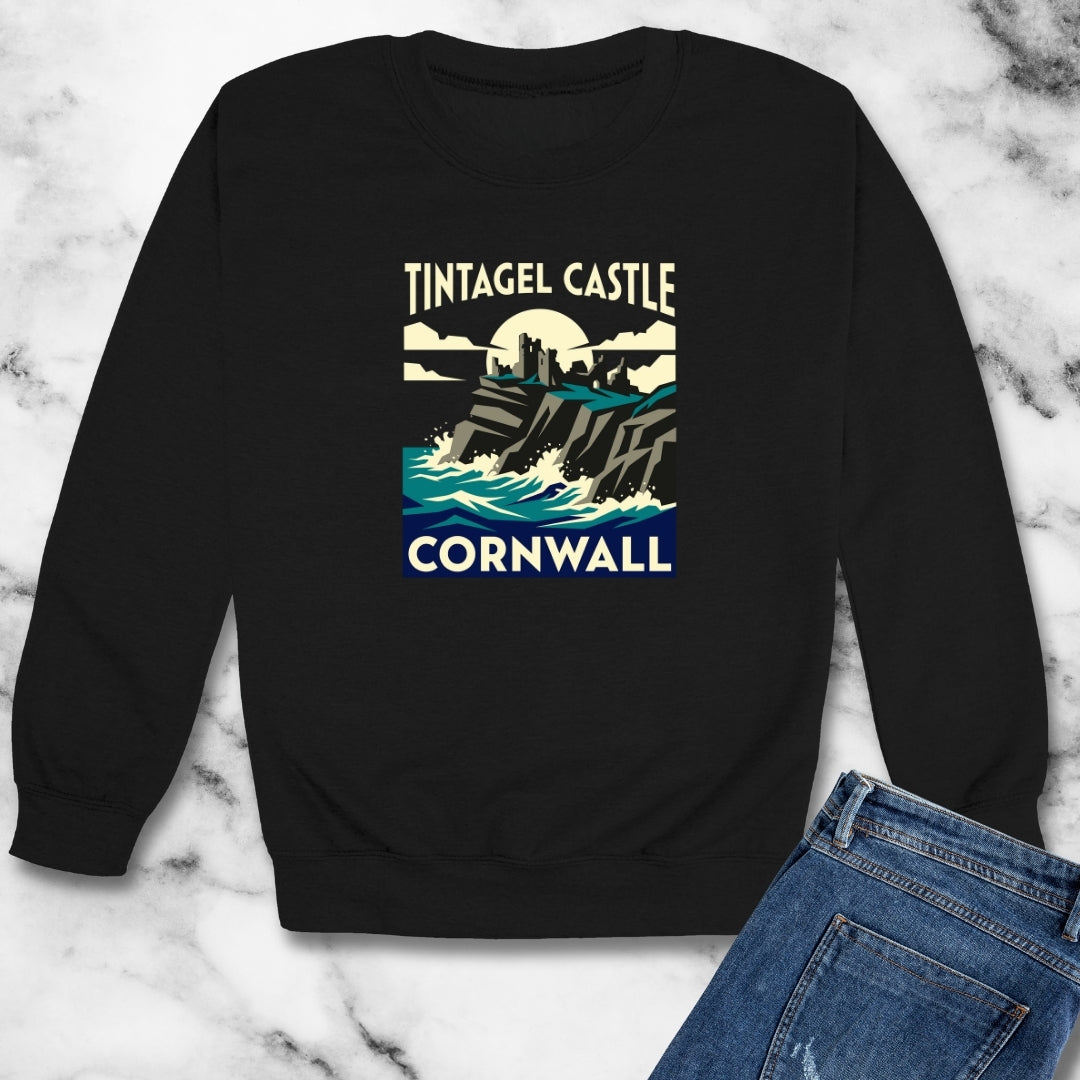 Tintagel Castle Art Nouveau Travel Ad Unisex Heavy Crewneck Sweatshirt