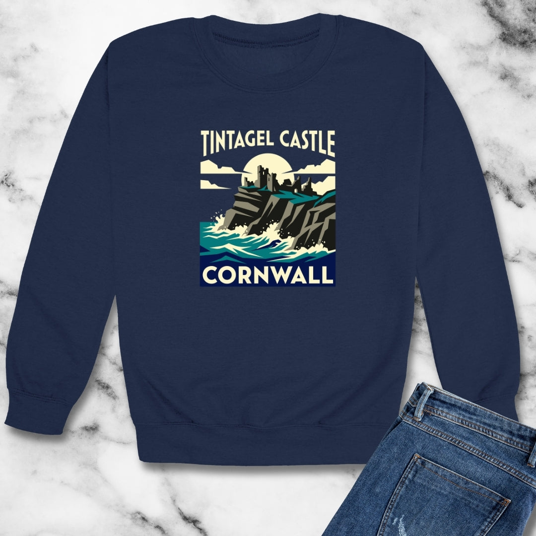 Tintagel Castle Art Nouveau Travel Ad Unisex Heavy Crewneck Sweatshirt
