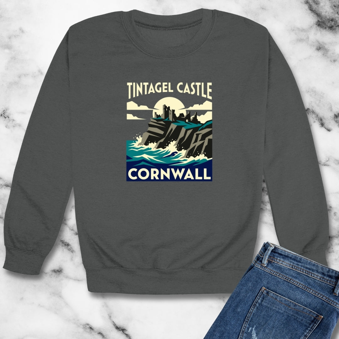 Tintagel Castle Art Nouveau Travel Ad Unisex Heavy Crewneck Sweatshirt