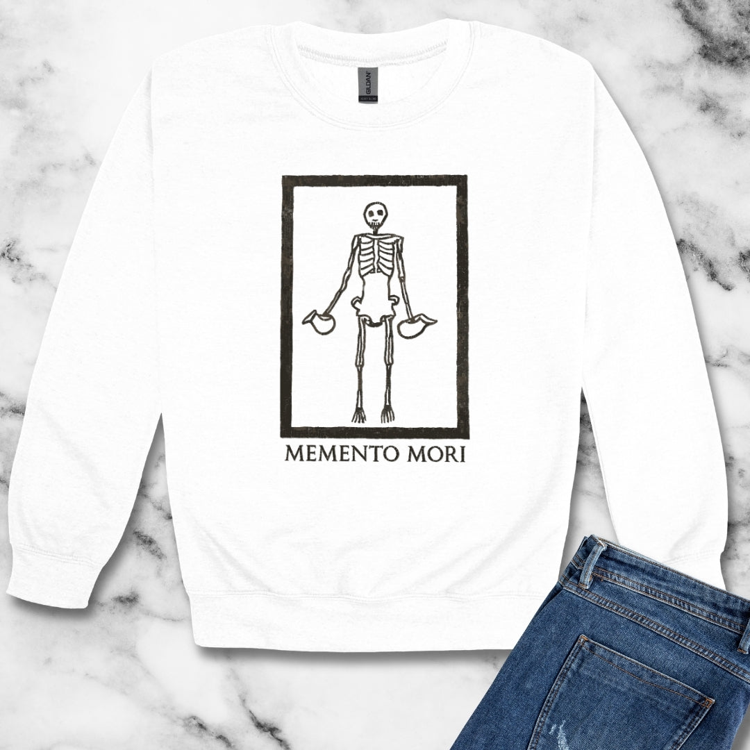 Memento Mori Skeleton Pompeii Mosaic Unisex Heavy Crewneck Sweatshirt